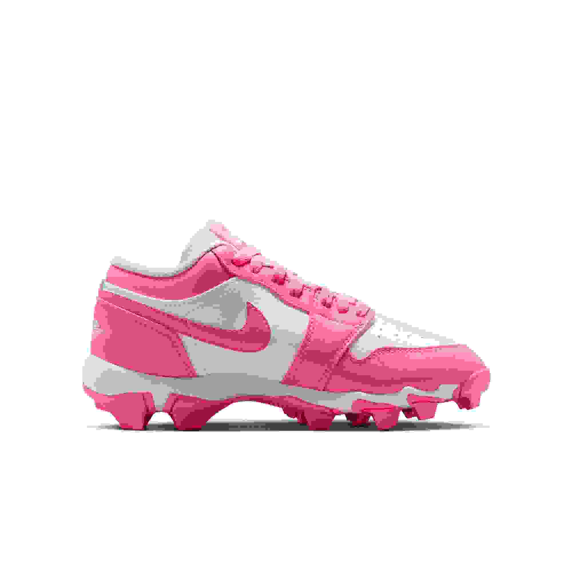Jordan 1 Low Grade School Boys' "White/Digital Pink" Baseball Cleat
